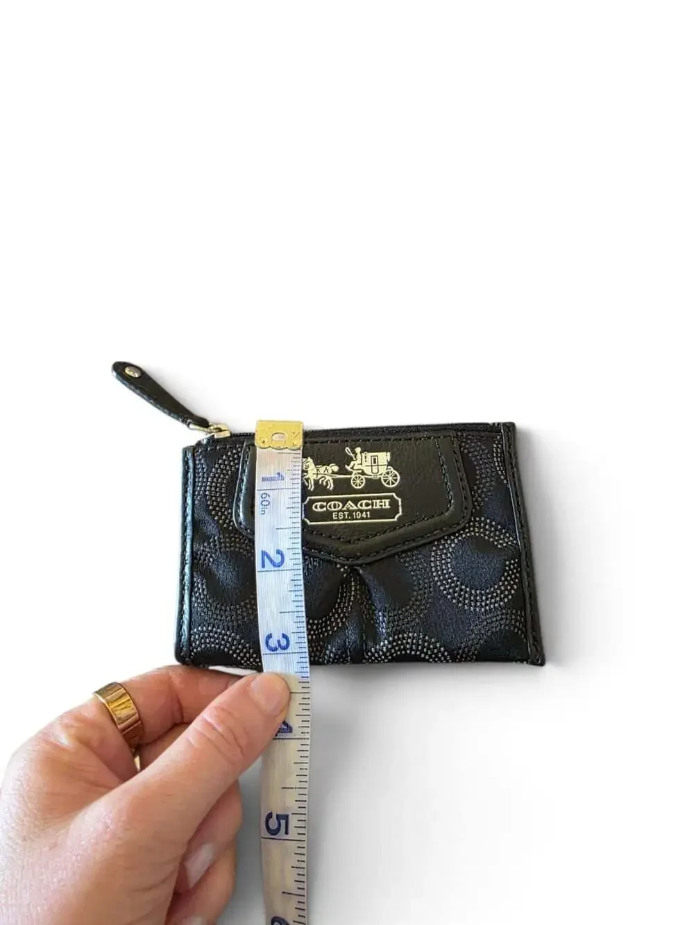 Coach Signature C Coin Purse Key Pouch Black Horse Carriage Logo Vintage Y2K